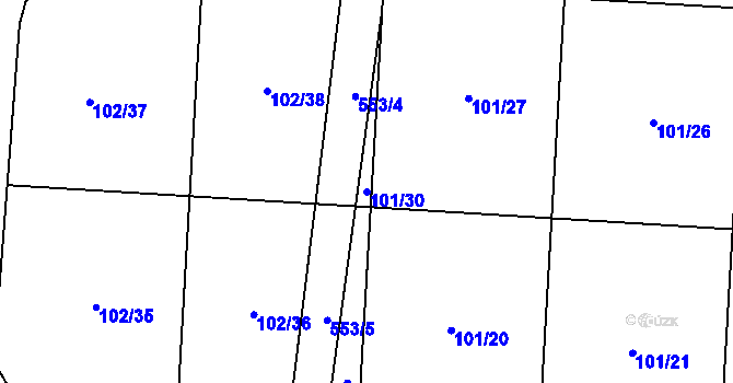 Parcela st. 101/30 v KÚ Blšany u Loun, Katastrální mapa