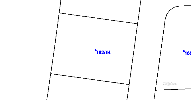 Parcela st. 102/14 v KÚ Blšany u Loun, Katastrální mapa