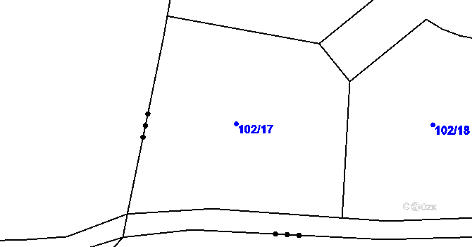 Parcela st. 102/17 v KÚ Blšany u Loun, Katastrální mapa