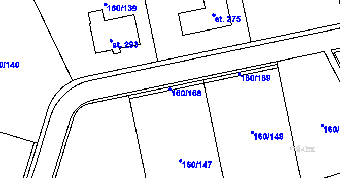 Parcela st. 160/168 v KÚ Blšany u Loun, Katastrální mapa