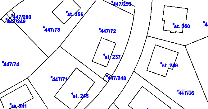 Parcela st. 237 v KÚ Blšany u Loun, Katastrální mapa