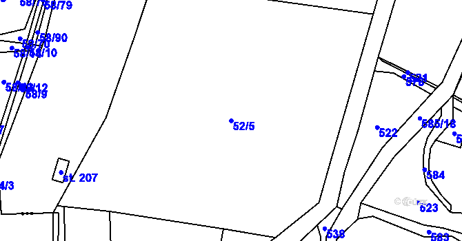 Parcela st. 52/5 v KÚ Blšany u Loun, Katastrální mapa