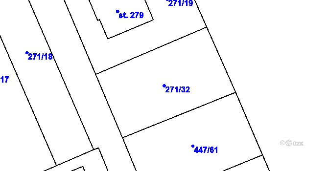 Parcela st. 271/32 v KÚ Blšany u Loun, Katastrální mapa