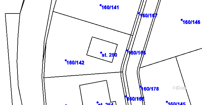 Parcela st. 250 v KÚ Blšany u Loun, Katastrální mapa