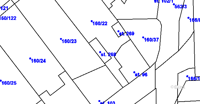 Parcela st. 268 v KÚ Blšany u Loun, Katastrální mapa