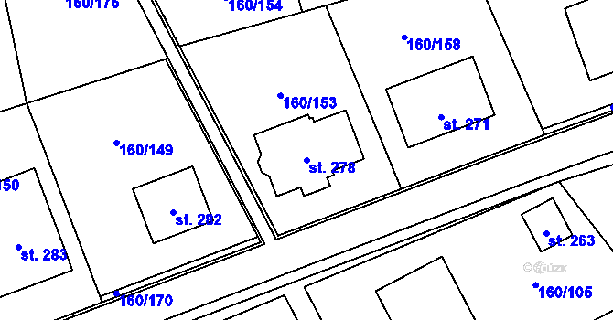 Parcela st. 278 v KÚ Blšany u Loun, Katastrální mapa
