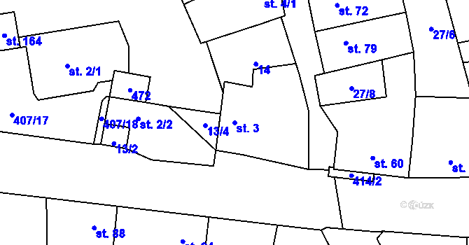 Parcela st. 3 v KÚ Chlumčany u Loun, Katastrální mapa