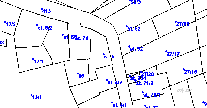 Parcela st. 5 v KÚ Chlumčany u Loun, Katastrální mapa
