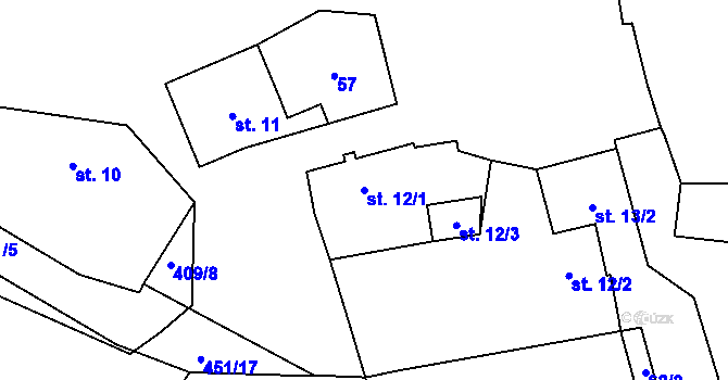 Parcela st. 12/1 v KÚ Chlumčany u Loun, Katastrální mapa