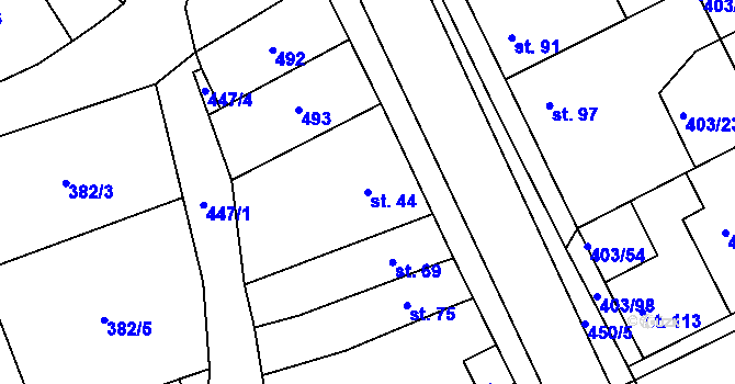 Parcela st. 44 v KÚ Chlumčany u Loun, Katastrální mapa