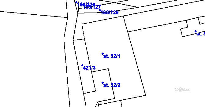 Parcela st. 52/1 v KÚ Chlumčany u Loun, Katastrální mapa