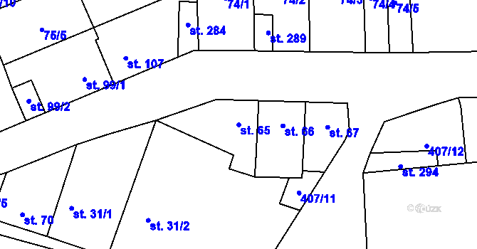 Parcela st. 65 v KÚ Chlumčany u Loun, Katastrální mapa