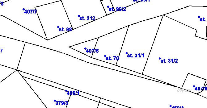 Parcela st. 70 v KÚ Chlumčany u Loun, Katastrální mapa