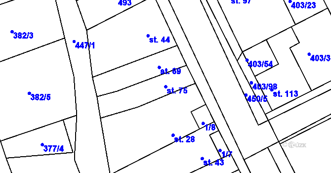 Parcela st. 75 v KÚ Chlumčany u Loun, Katastrální mapa