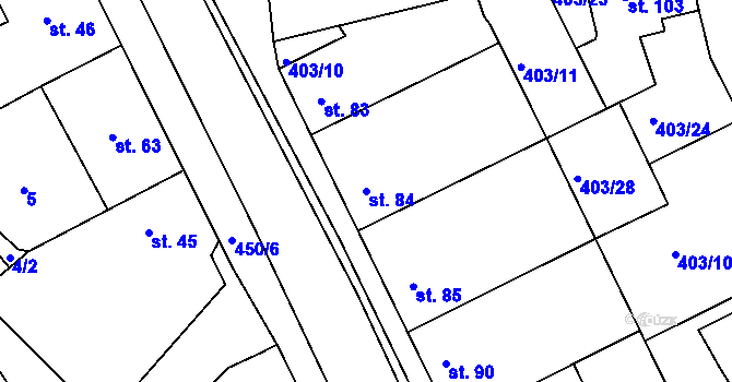 Parcela st. 84 v KÚ Chlumčany u Loun, Katastrální mapa