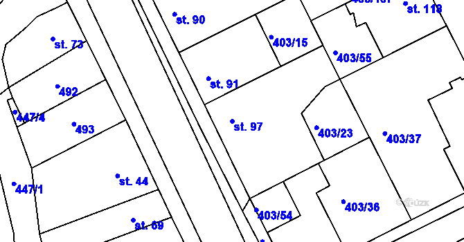 Parcela st. 97 v KÚ Chlumčany u Loun, Katastrální mapa