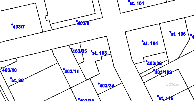 Parcela st. 103 v KÚ Chlumčany u Loun, Katastrální mapa