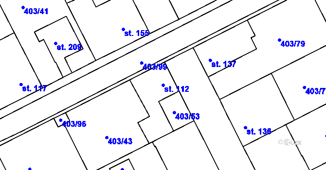 Parcela st. 112 v KÚ Chlumčany u Loun, Katastrální mapa