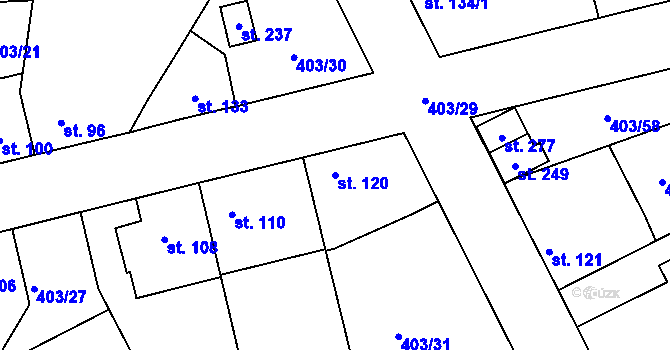 Parcela st. 120 v KÚ Chlumčany u Loun, Katastrální mapa