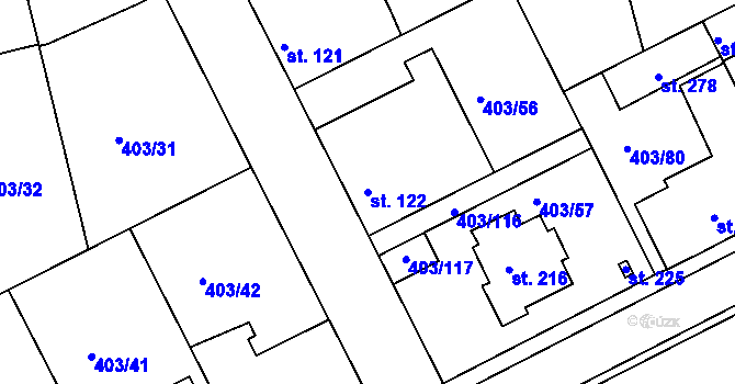 Parcela st. 122 v KÚ Chlumčany u Loun, Katastrální mapa