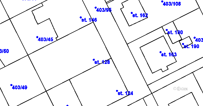 Parcela st. 128 v KÚ Chlumčany u Loun, Katastrální mapa