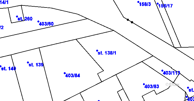 Parcela st. 138/1 v KÚ Chlumčany u Loun, Katastrální mapa
