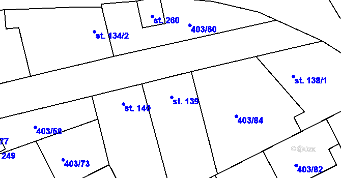 Parcela st. 139 v KÚ Chlumčany u Loun, Katastrální mapa