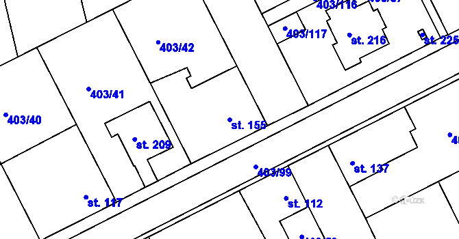 Parcela st. 155 v KÚ Chlumčany u Loun, Katastrální mapa