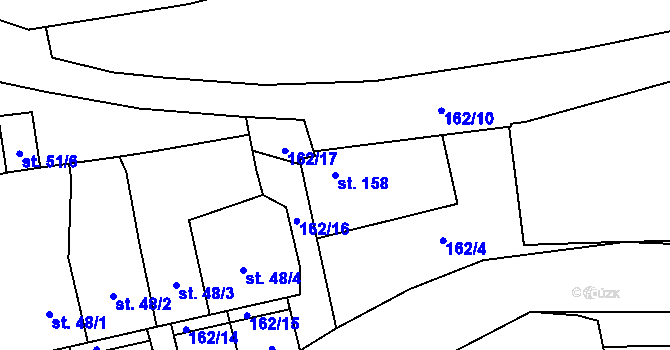 Parcela st. 158 v KÚ Chlumčany u Loun, Katastrální mapa