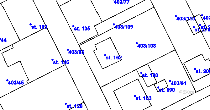 Parcela st. 162 v KÚ Chlumčany u Loun, Katastrální mapa