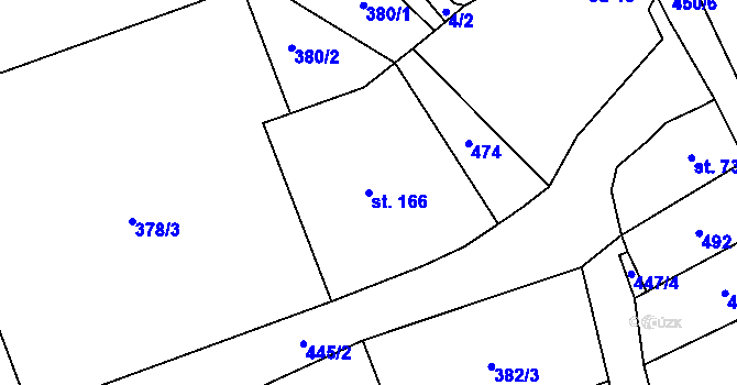 Parcela st. 166 v KÚ Chlumčany u Loun, Katastrální mapa