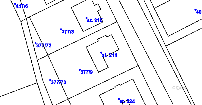 Parcela st. 211 v KÚ Chlumčany u Loun, Katastrální mapa
