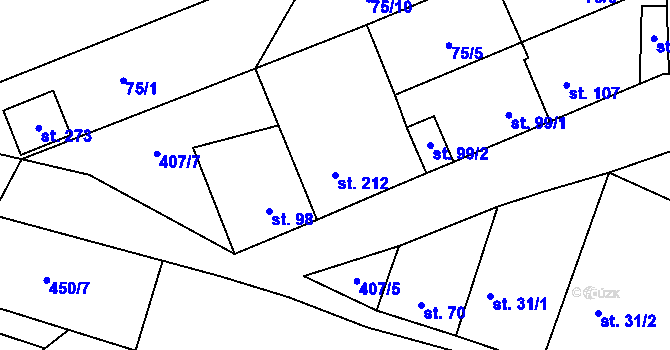 Parcela st. 212 v KÚ Chlumčany u Loun, Katastrální mapa
