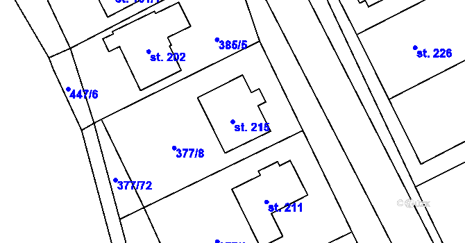 Parcela st. 215 v KÚ Chlumčany u Loun, Katastrální mapa