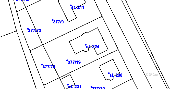 Parcela st. 224 v KÚ Chlumčany u Loun, Katastrální mapa