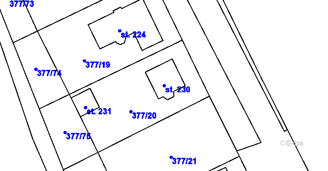 Parcela st. 230 v KÚ Chlumčany u Loun, Katastrální mapa