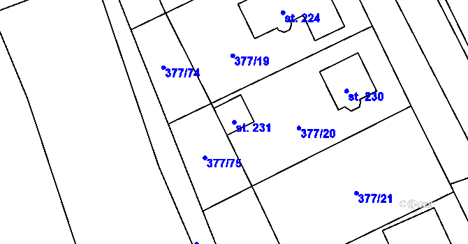Parcela st. 231 v KÚ Chlumčany u Loun, Katastrální mapa