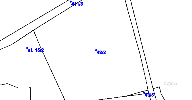 Parcela st. 48/2 v KÚ Chlumčany u Loun, Katastrální mapa