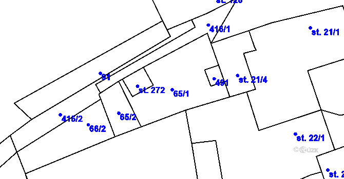 Parcela st. 65/1 v KÚ Chlumčany u Loun, Katastrální mapa