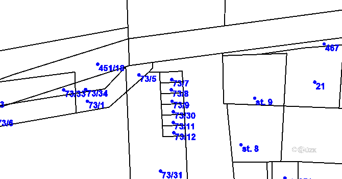 Parcela st. 73/8 v KÚ Chlumčany u Loun, Katastrální mapa