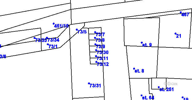 Parcela st. 73/30 v KÚ Chlumčany u Loun, Katastrální mapa