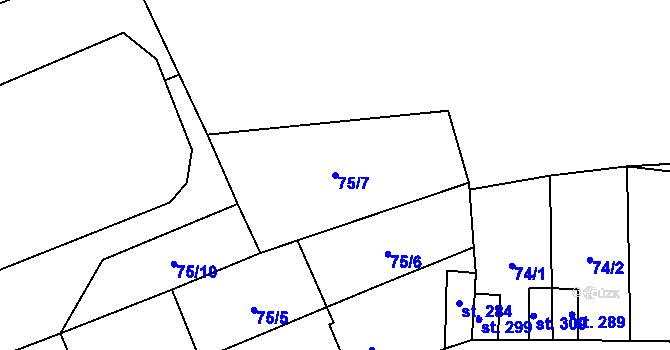 Parcela st. 75/7 v KÚ Chlumčany u Loun, Katastrální mapa