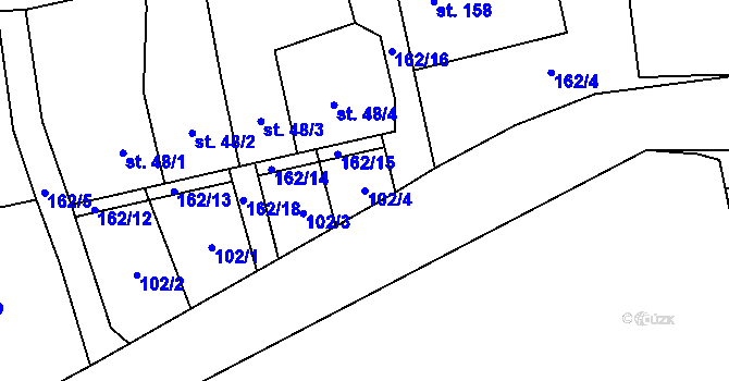 Parcela st. 102/4 v KÚ Chlumčany u Loun, Katastrální mapa