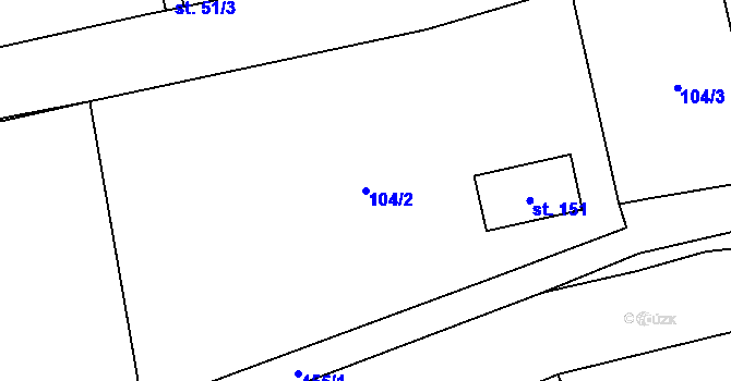 Parcela st. 104/2 v KÚ Chlumčany u Loun, Katastrální mapa