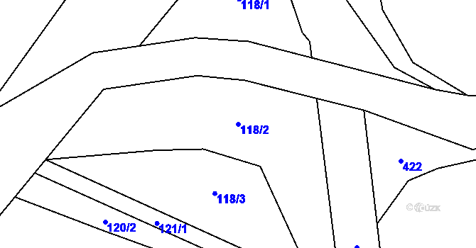 Parcela st. 118/2 v KÚ Chlumčany u Loun, Katastrální mapa