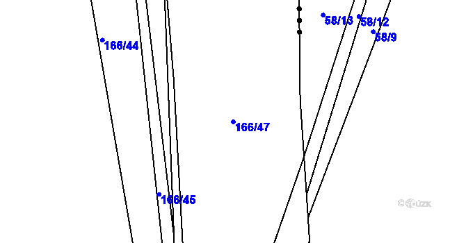 Parcela st. 166/47 v KÚ Chlumčany u Loun, Katastrální mapa