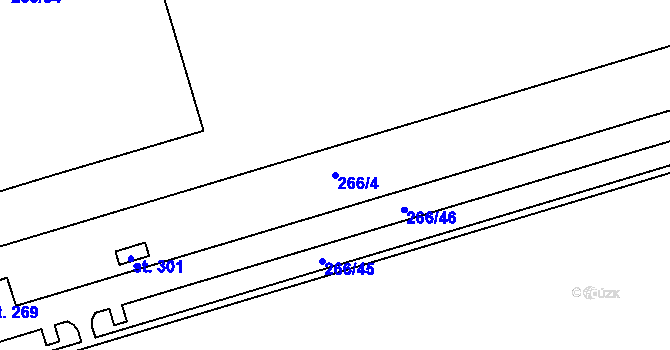 Parcela st. 266/4 v KÚ Chlumčany u Loun, Katastrální mapa