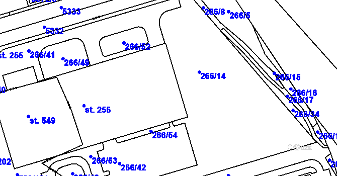 Parcela st. 266/14 v KÚ Chlumčany u Loun, Katastrální mapa