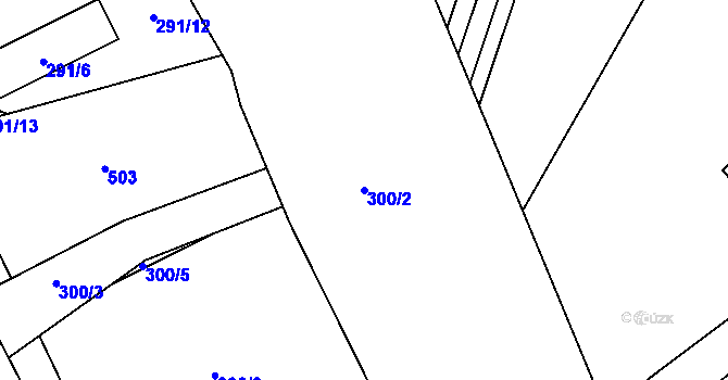 Parcela st. 300/2 v KÚ Chlumčany u Loun, Katastrální mapa