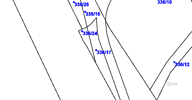 Parcela st. 336/17 v KÚ Chlumčany u Loun, Katastrální mapa
